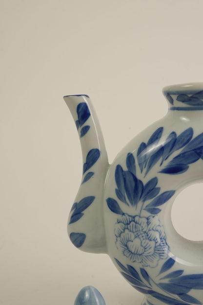 Porcelain Doughnut-Shaped Chinoiserie Teapot