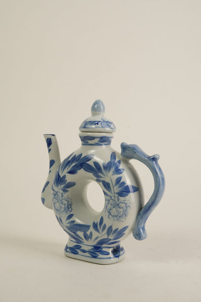 Porcelain Doughnut-Shaped Chinoiserie Teapot