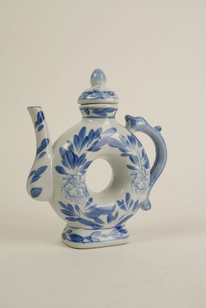 Porcelain Doughnut-Shaped Chinoiserie Teapot