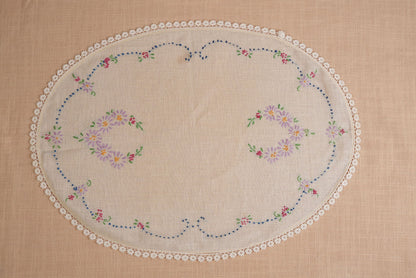 Vintage Embroidered Tray Cloth