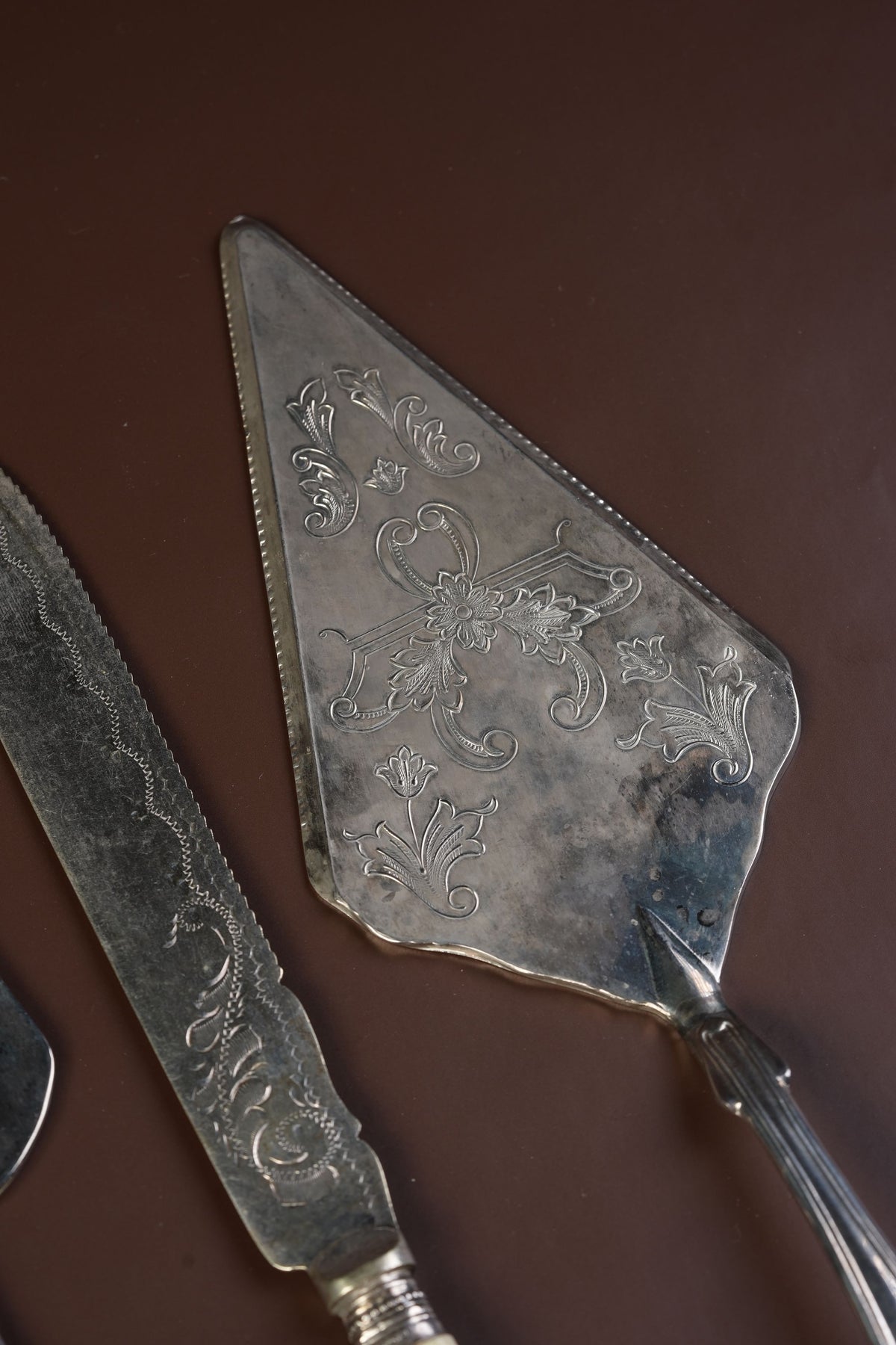 Antique Silver-Plated Pastry Server, Shell Handle