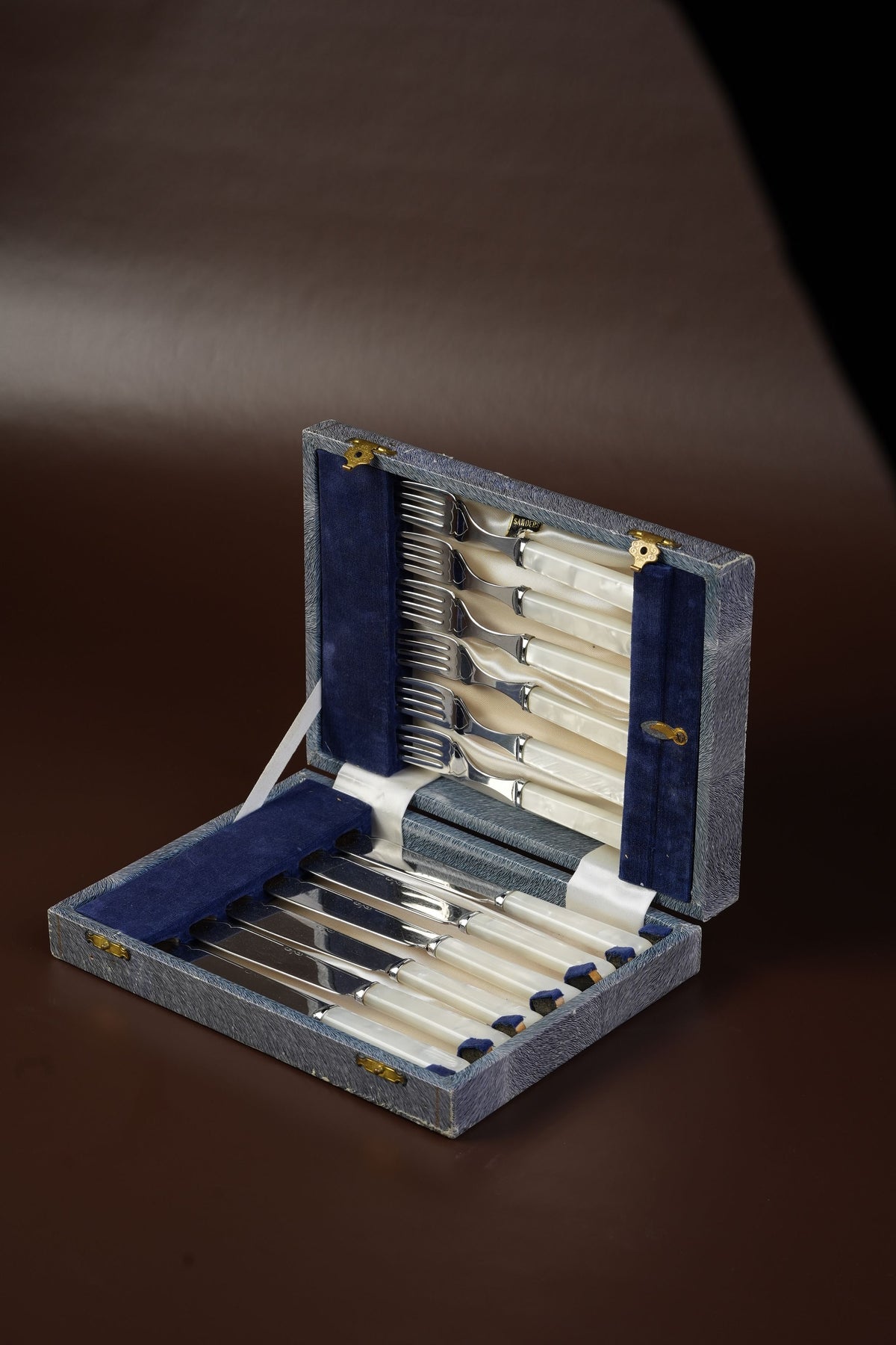 Vintage Mother-of-Pearl Knife & Fork Set by Sanders