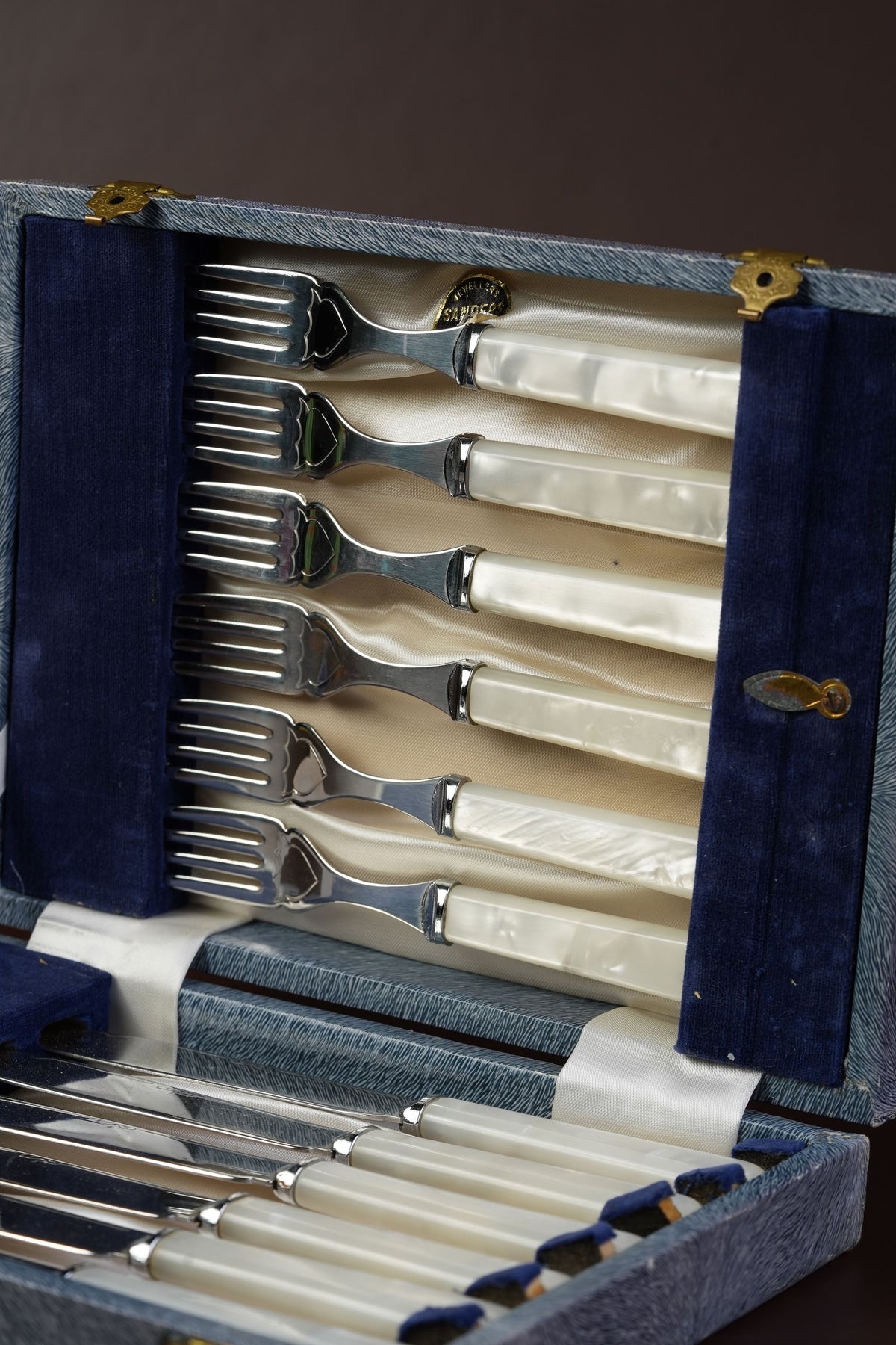 Vintage Mother-of-Pearl Knife & Fork Set by Sanders