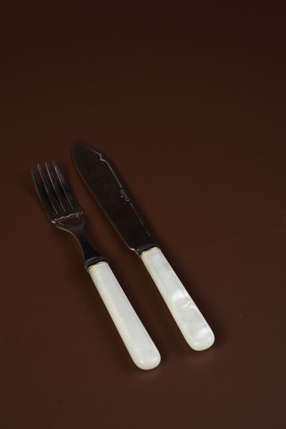 Vintage Mother-of-Pearl Knife & Fork Set by Sanders