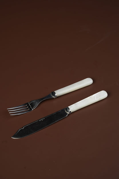 Vintage Mother-of-Pearl Knife & Fork Set by Sanders
