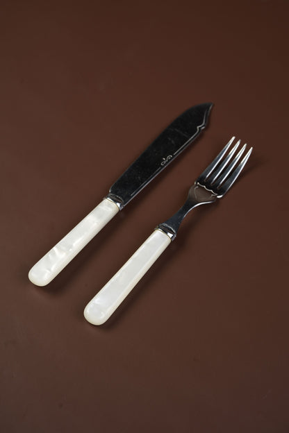 Vintage Mother-of-Pearl Knife & Fork Set by Sanders