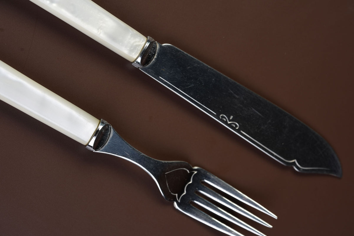 Vintage Mother-of-Pearl Knife & Fork Set by Sanders