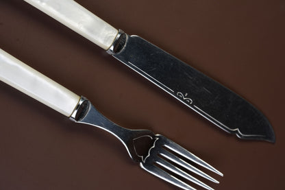 Vintage Mother-of-Pearl Knife & Fork Set by Sanders