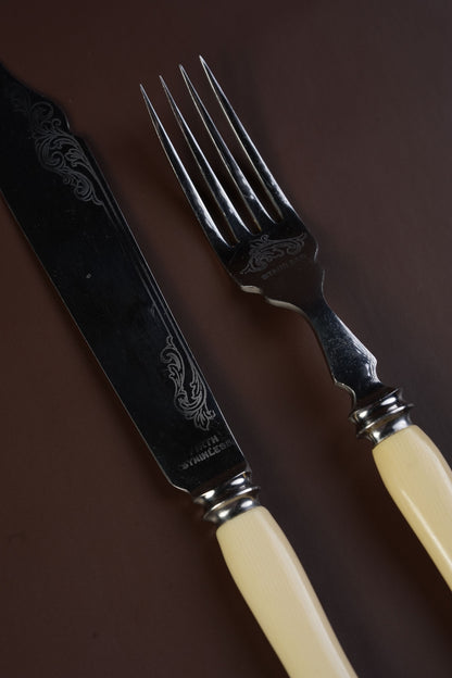 Antique Firth Stainless Knife & Fork Set, Boxed — 12 Pieces