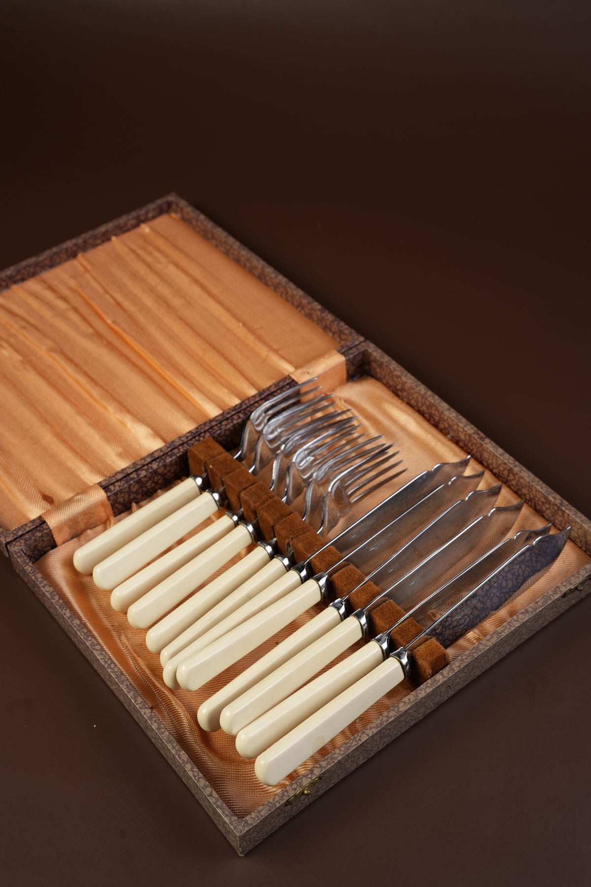 Antique Firth Stainless Knife & Fork Set, Boxed — 12 Pieces