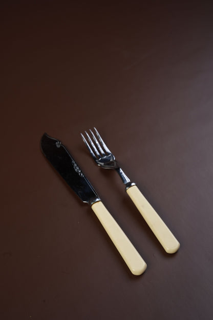 Antique Firth Stainless Knife & Fork Set, Boxed — 12 Pieces