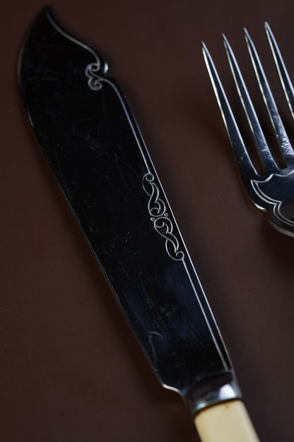 Antique Firth Stainless Knife & Fork Set, Boxed — 12 Pieces