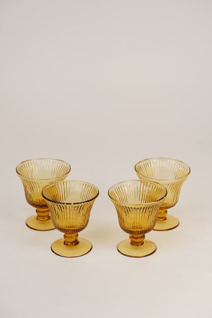 Handcrafted Amber Dessert Bowls | Set of 4