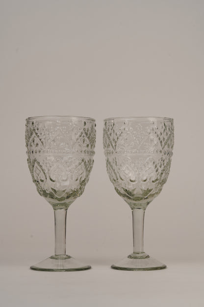 Embossed Wine Goblets | Set of 2