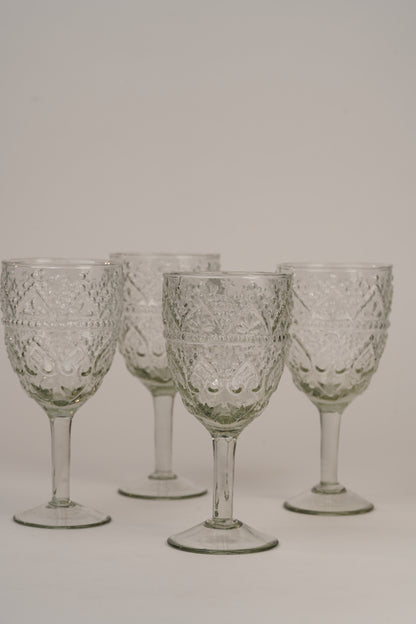Embossed Wine Goblets | Set of 2