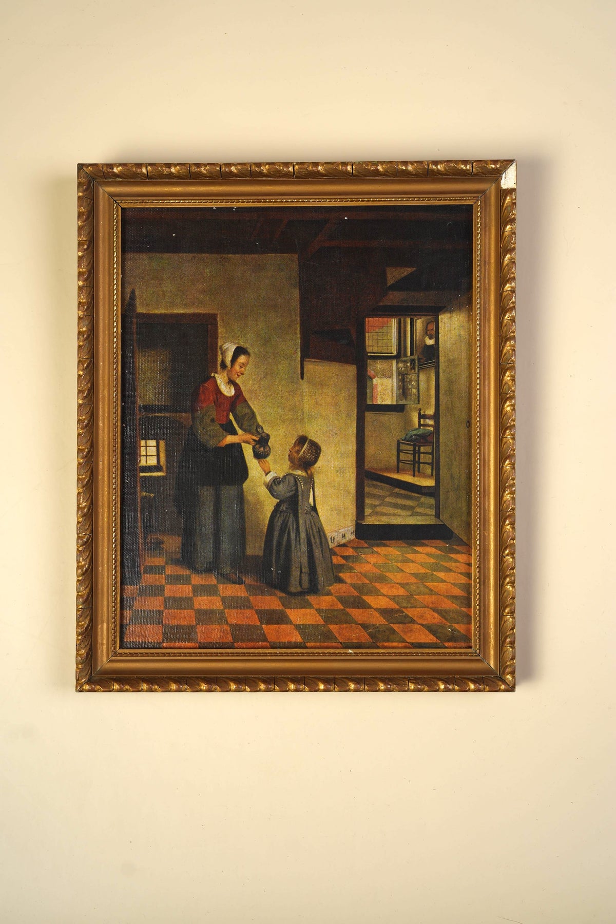 Dutch Golden Age Reproduction — Woman with a Child in a Pantry