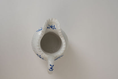 Vintage Embossed Blue & White Jug