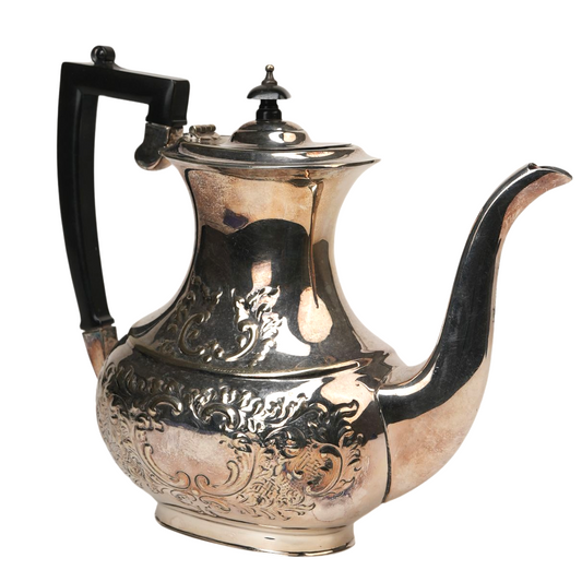 Embossed Silver Coffee Pot Vintage