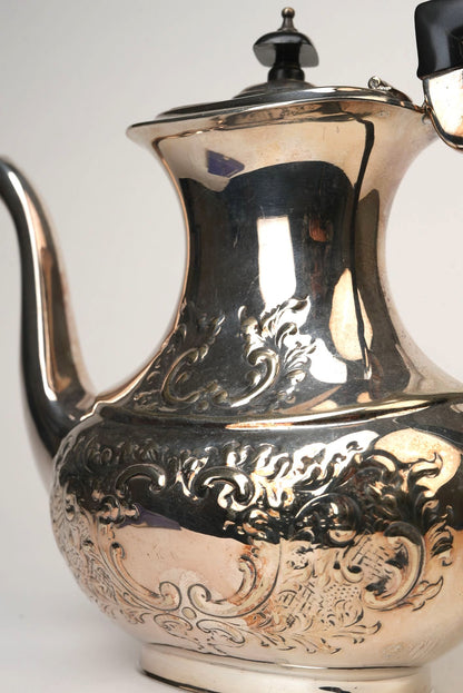 Embossed Silver Coffee Pot Vintage