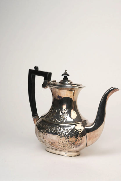 Embossed Silver Coffee Pot Vintage