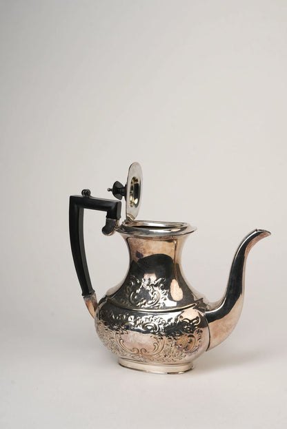 Embossed Silver Coffee Pot Vintage