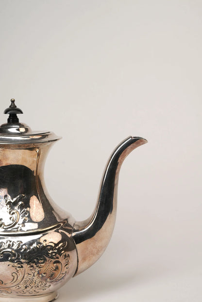 Embossed Silver Coffee Pot Vintage
