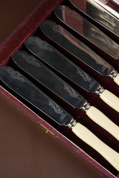 Antique Firth Stainless Knife & Fork Set, Boxed — 12 Pieces