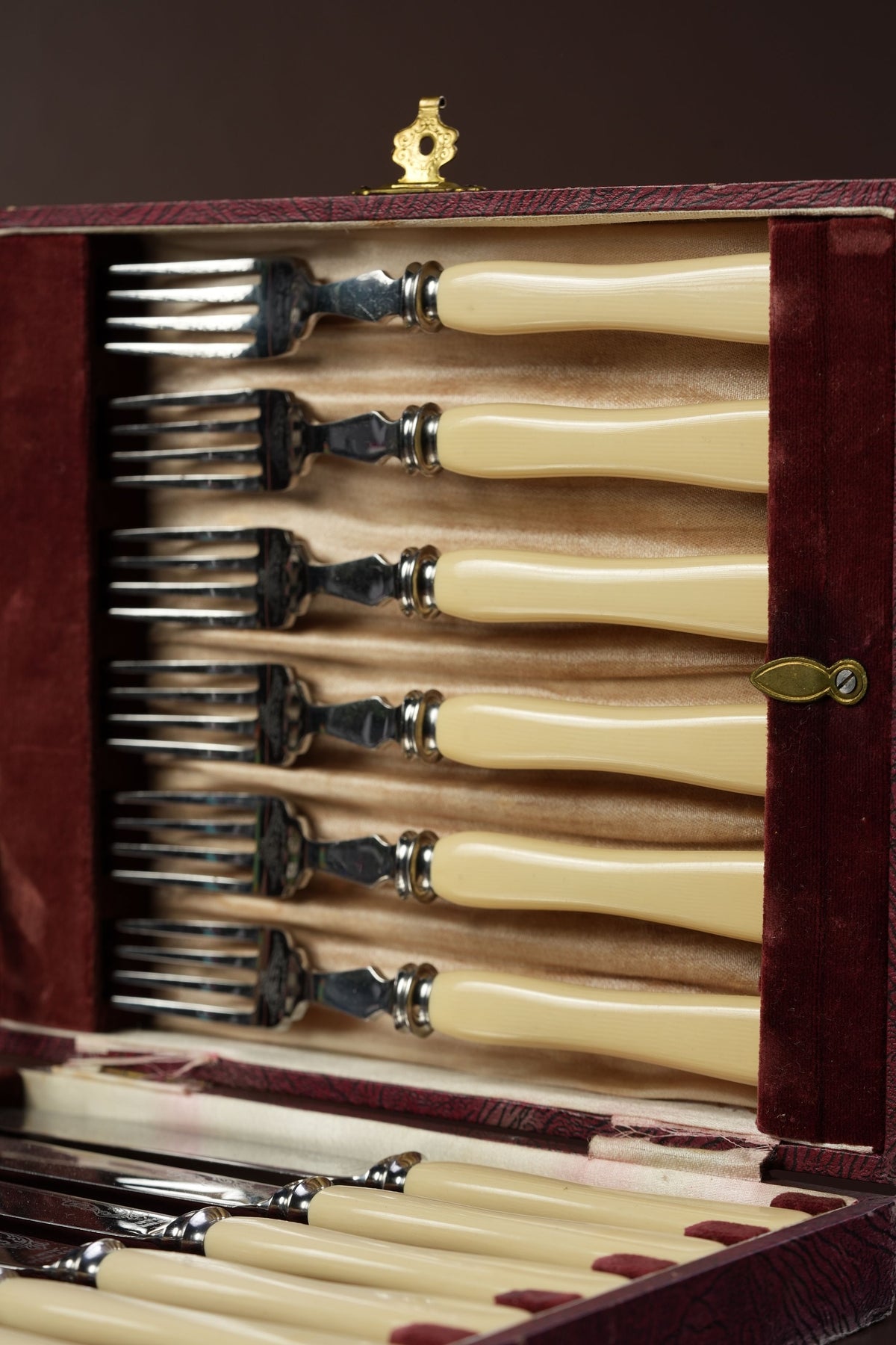 Antique Firth Stainless Knife & Fork Set, Boxed — 12 Pieces