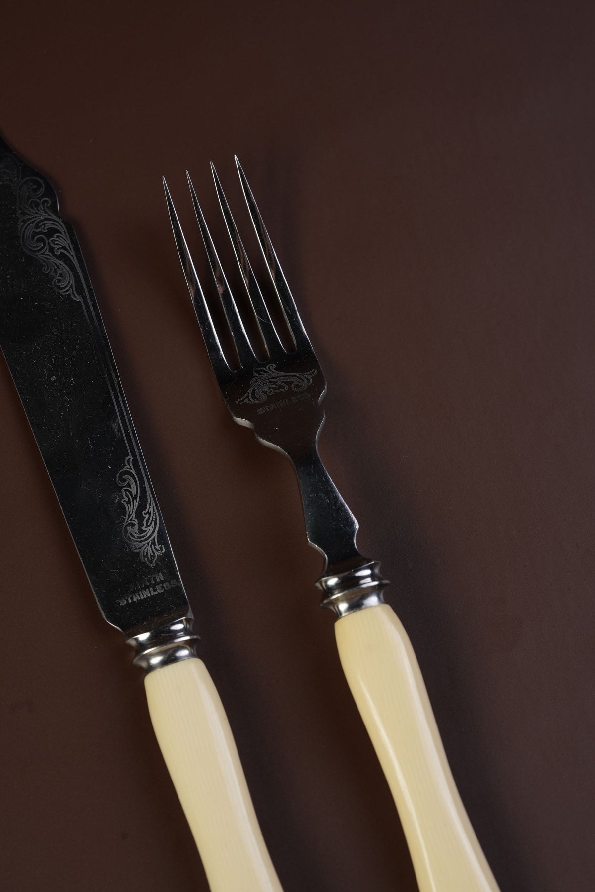 Antique Firth Stainless Knife & Fork Set, Boxed — 12 Pieces