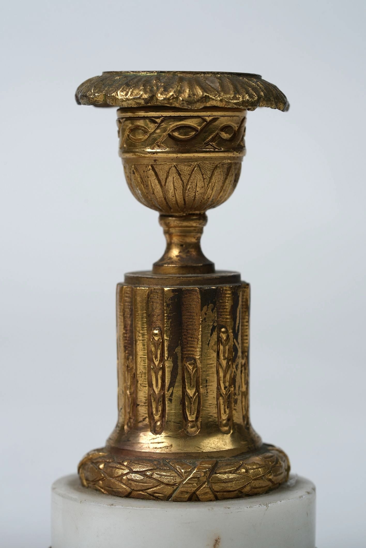 French Empire Gilt & Marble Candlestick Holders | Set of 2