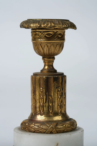 French Empire Gilt & Marble Candlestick Holders | Set of 2