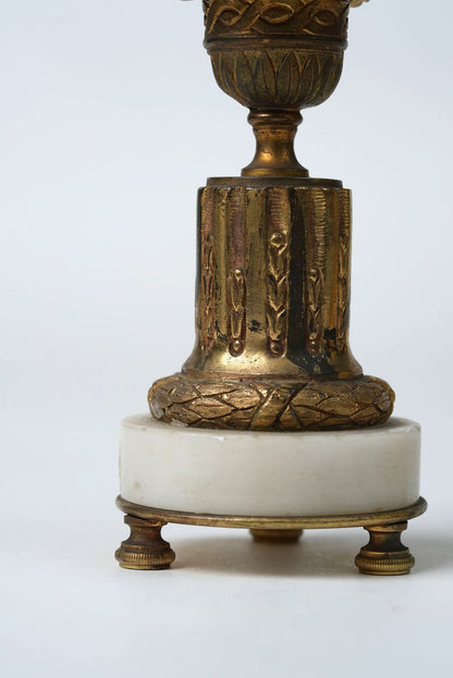 French Empire Gilt & Marble Candlestick Holders | Set of 2
