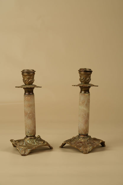 French Marble Candle Holders
