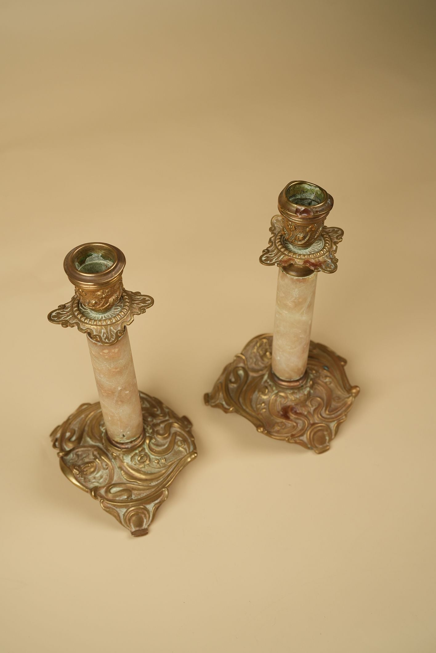 French Marble Candle Holders