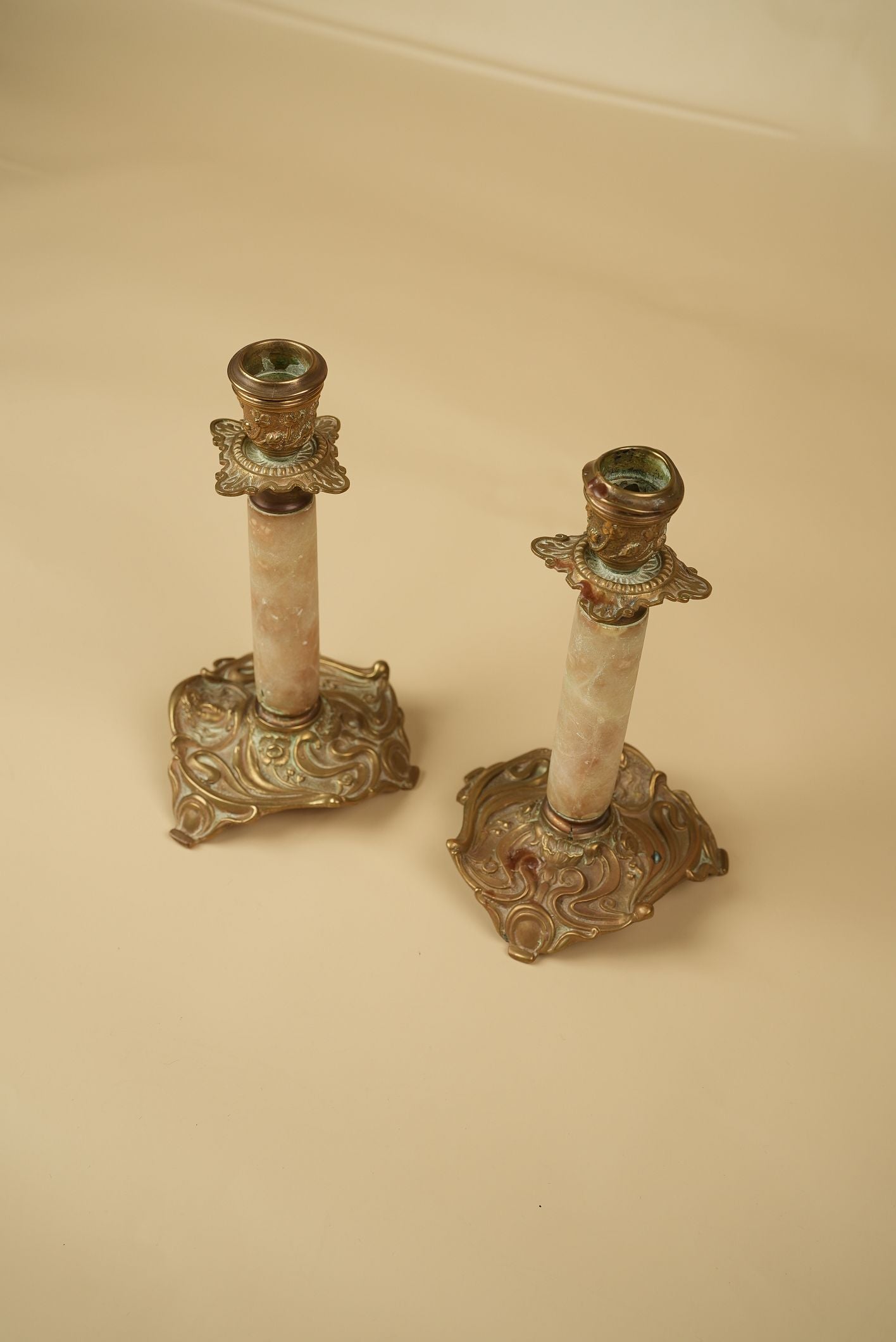 French Marble Candle Holders