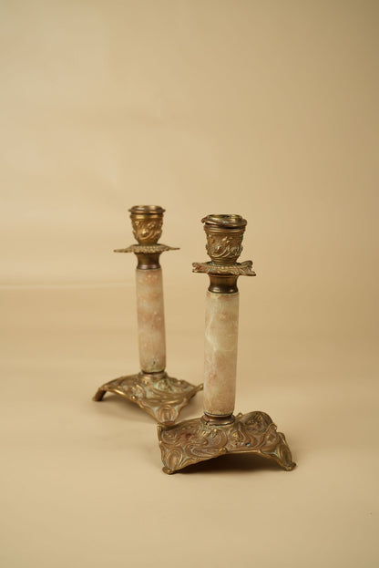 French Marble Candle Holders