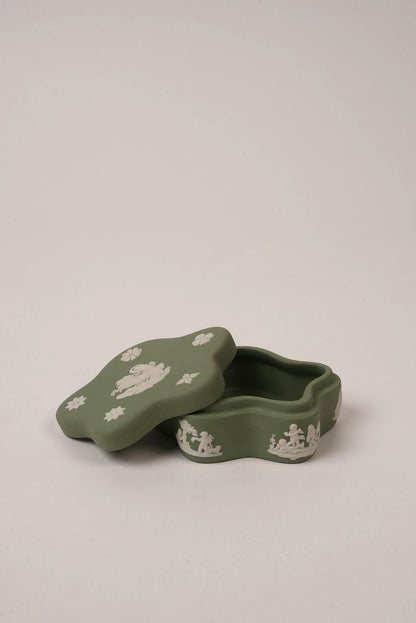 Green Curvy Wedgwood Trinket Box