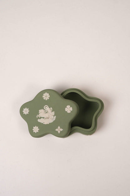 Green Curvy Wedgwood Trinket Box