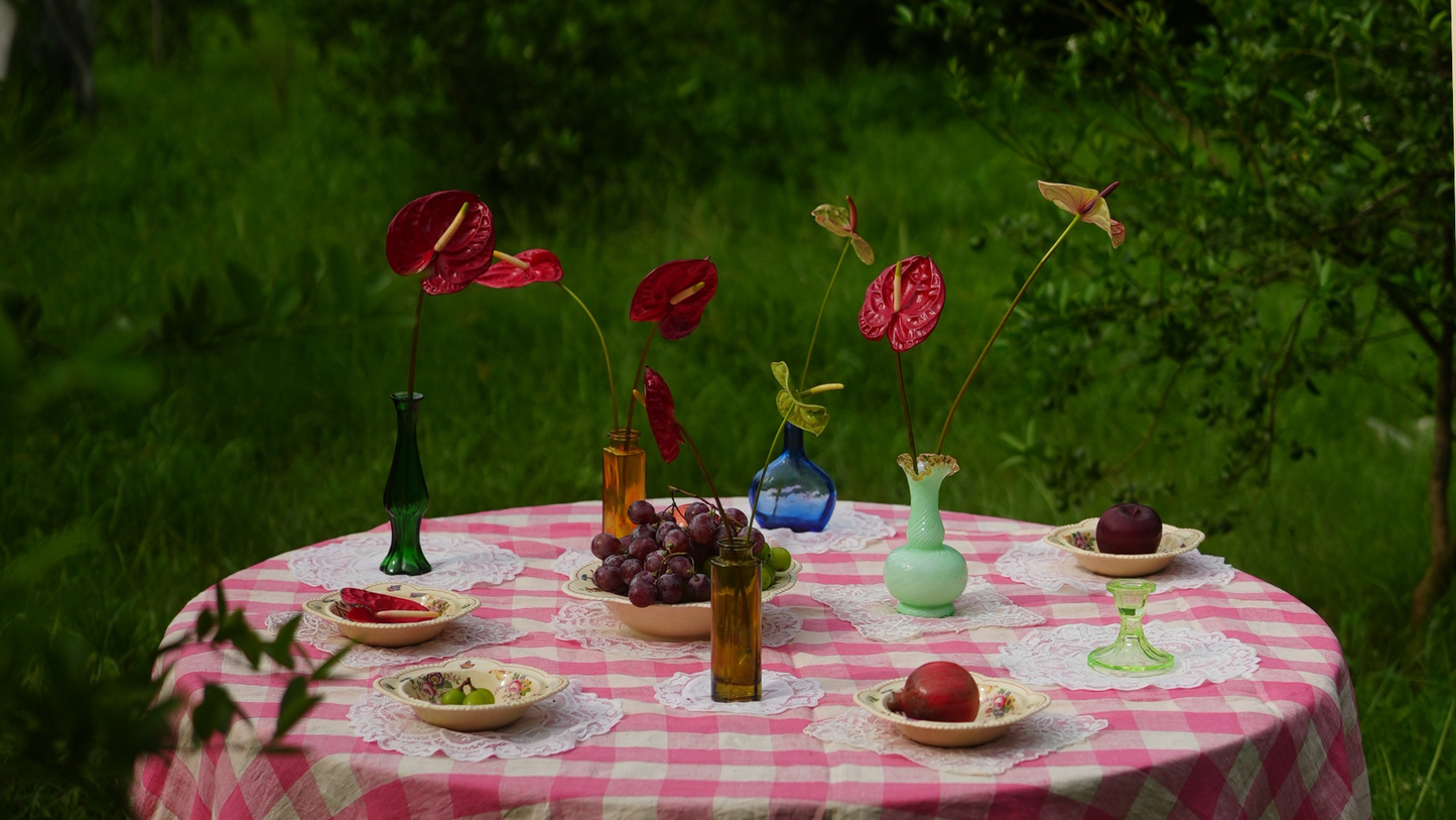 Antique Embroidered Lace Doilies | Set of 2