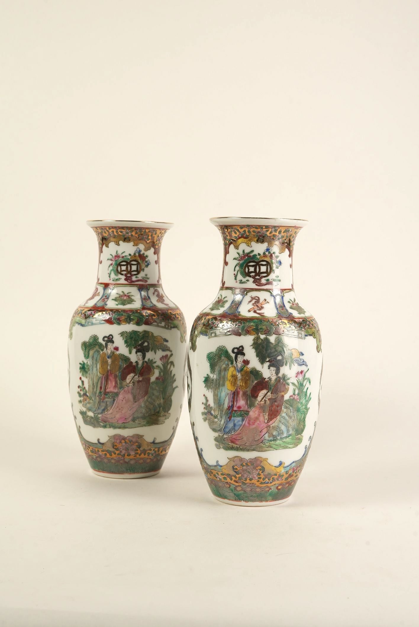 Hand-Painted Chinese Porcelain Vases | Set of 2