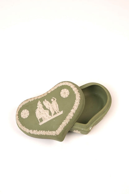 Green Heart-Shaped Wedgwood Trinket Box