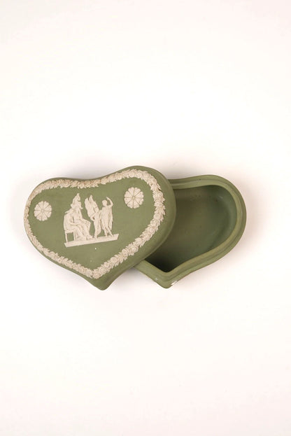 Green Heart-Shaped Wedgwood Trinket Box