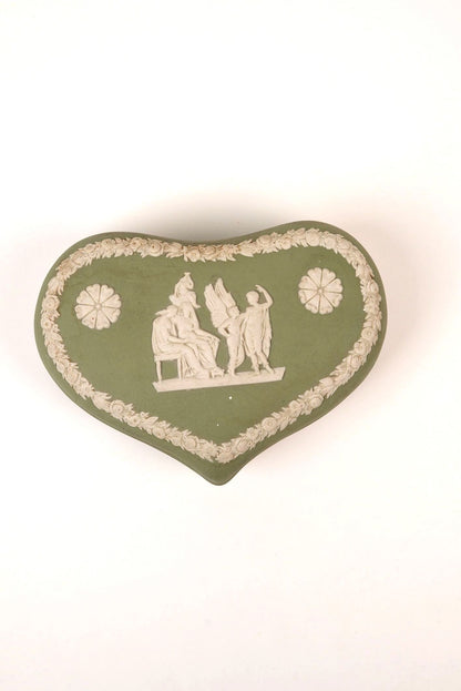 Green Heart-Shaped Wedgwood Trinket Box