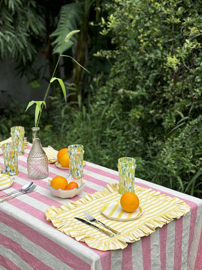 Yellow & White Stripe Table Mats | Set of 2