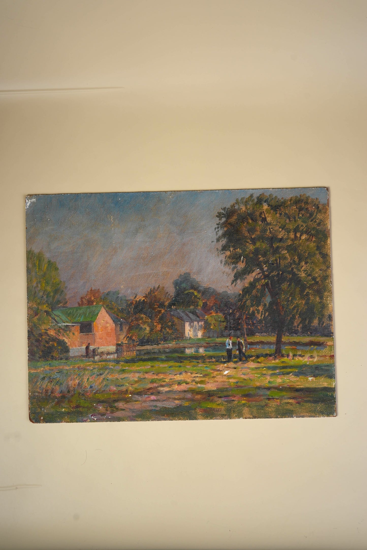 Impressionist Oil Painting | Rural Landscape with Figures