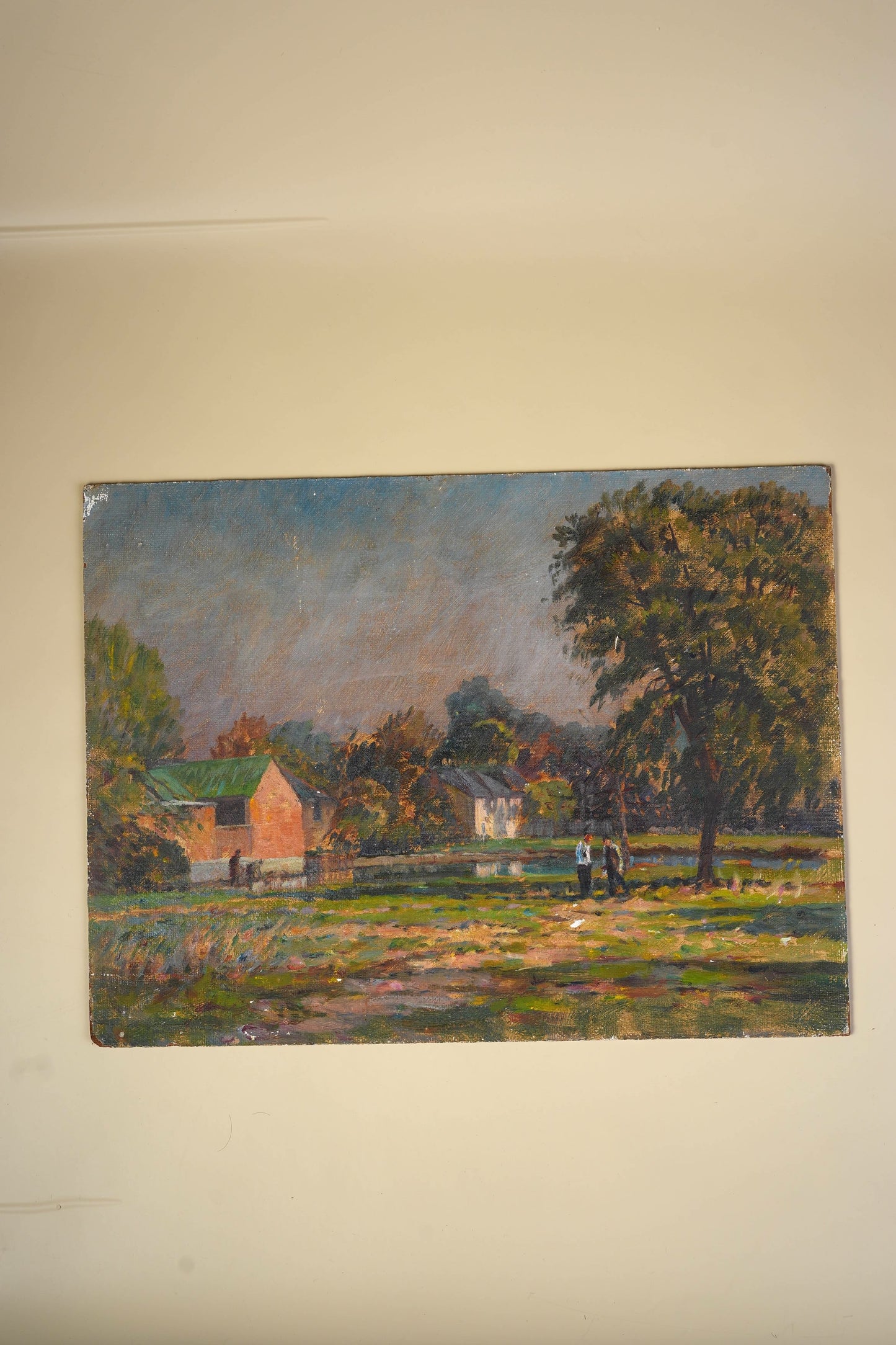 Impressionist Oil Painting | Rural Landscape with Figures