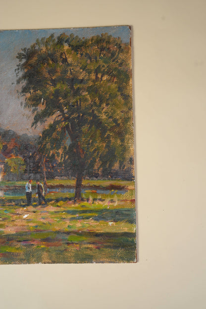 Impressionist Oil Painting | Rural Landscape with Figures