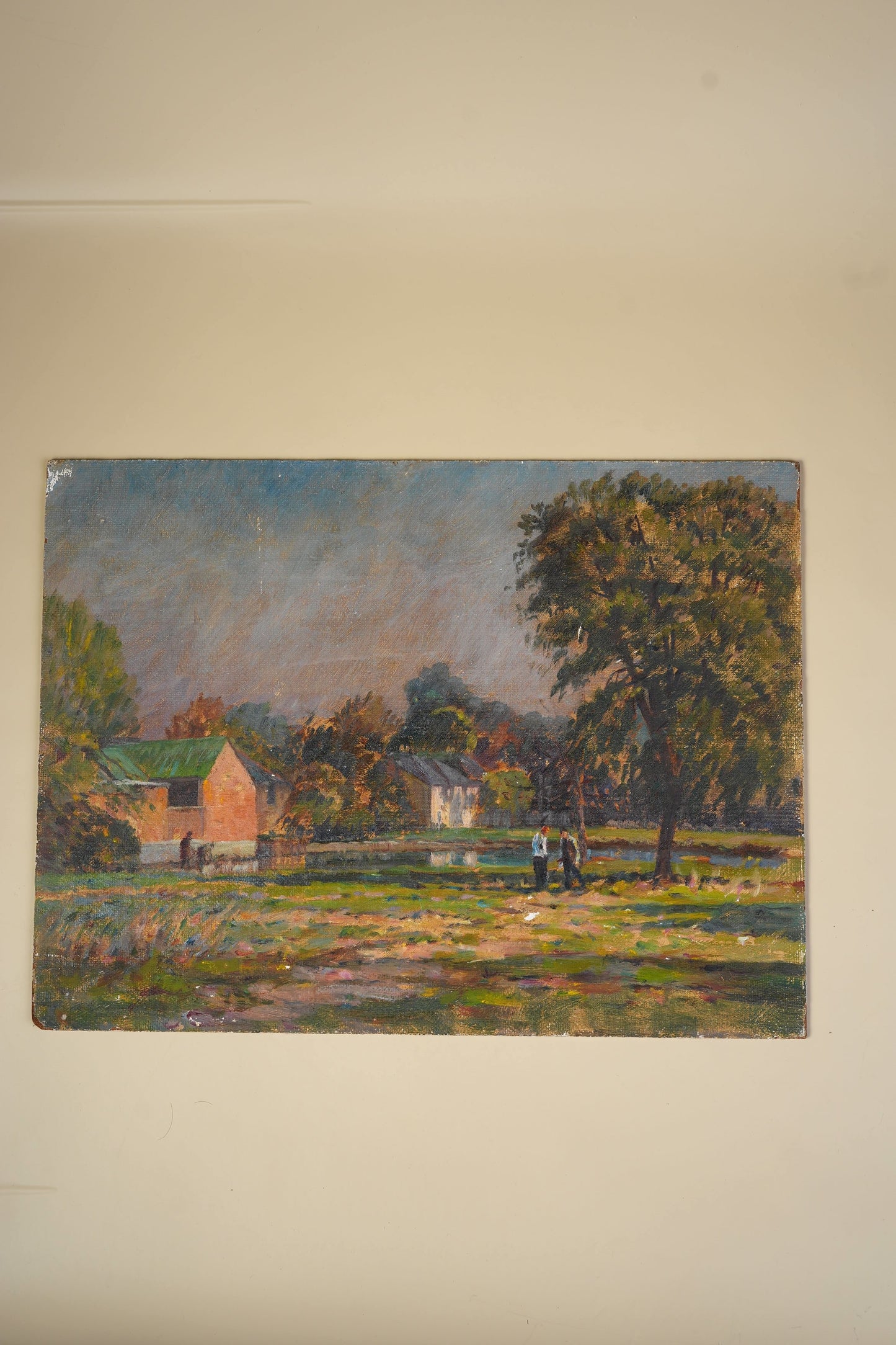 Impressionist Oil Painting | Rural Landscape with Figures