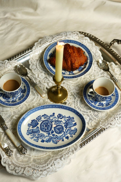 Vintage Ridgway "Jacobean" 14-Piece Ironstone Tea Set, England, c. 1960s