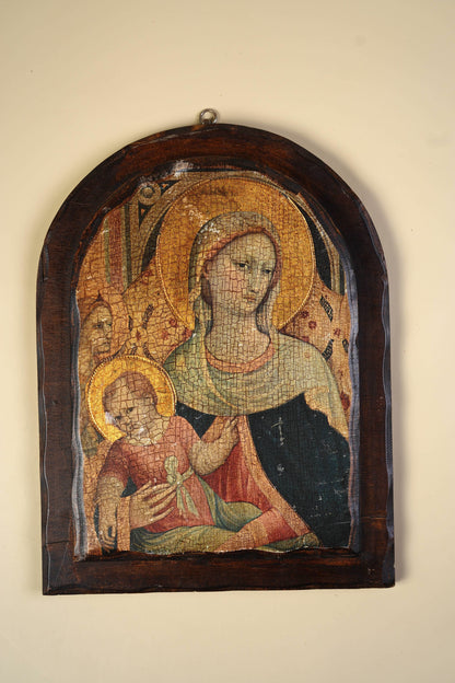 Mother Mary Wooden Plaque — 'Madonna and Child'